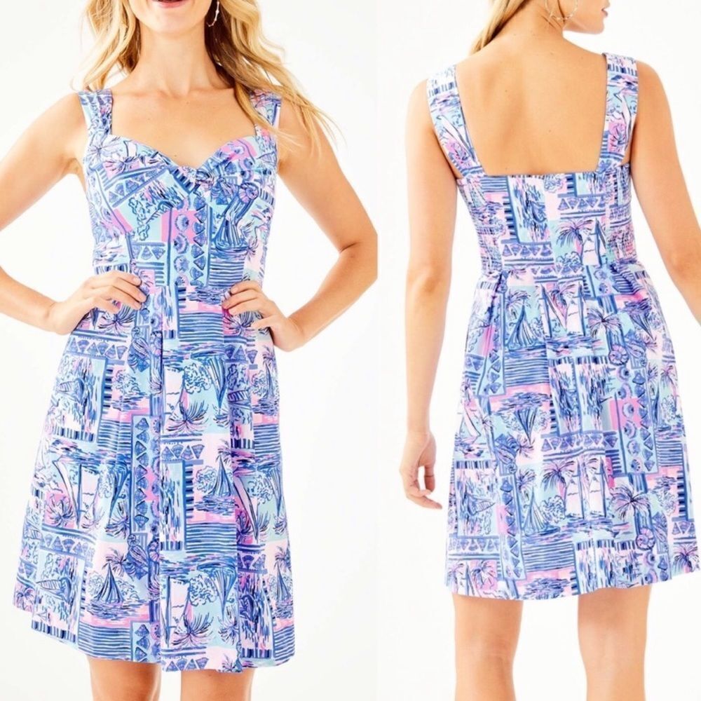 Lilly Pulitzer NWT Cyndi Dress Whisper Blue Yeah Buoy 00